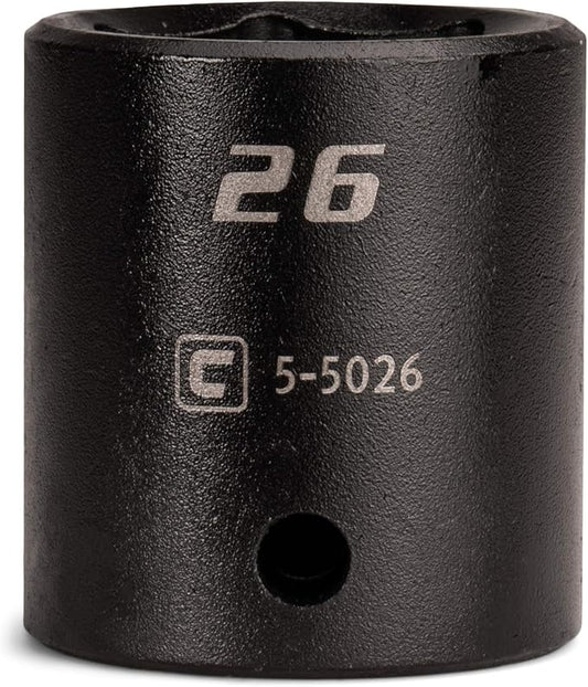 Capri Tools Shallow Impact Socket, 1/2-Inch Drive, 6-Point, Metric (26 mm)