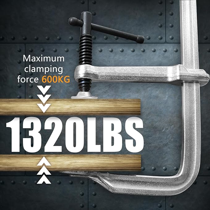 4-Pack 12-Inch Heavy-Duty F-Clamps for Welding, Woodworking & Metalworking – 1320 lbs Load Capacity, 4-3/4 Inch Throat Depth, All-Steel Construction (4-Pack - 12 Inch - 4-3/4 Inch)