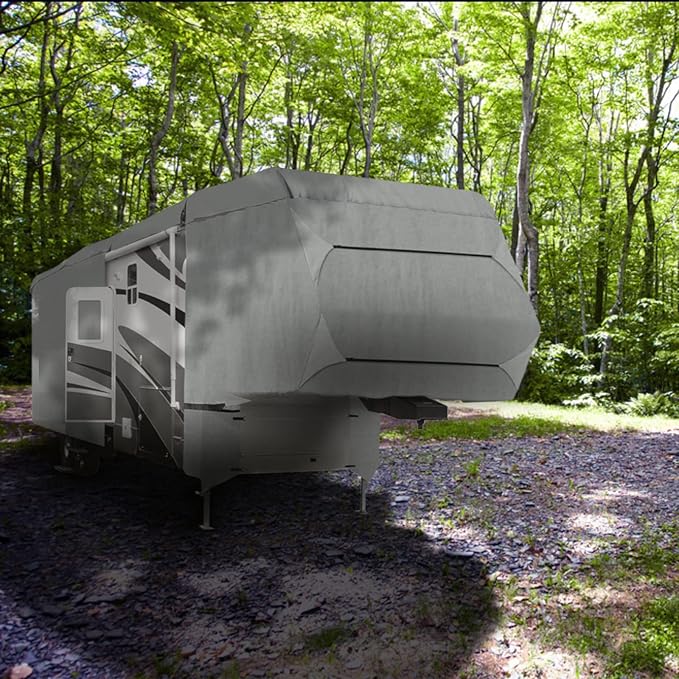 SavvyCraft Heavy Duty 5th Wheel RV Travel Trailer Camper Cover Fits from 37'-41'L Extra Tall (140" H) W/Zipper Access