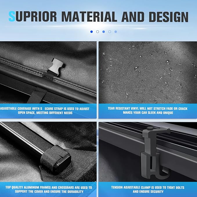 8Ft Soft Roll Up Truck Bed Tonneau Cover for 99-06 Chevy Silverado/GMC Sierra 1500 2500 HD, 01-06 Silverado Sierra 3500, 2007 Classic Body, 8 Ft (96") Bed Fleetside, Waterproof and Easy Installation