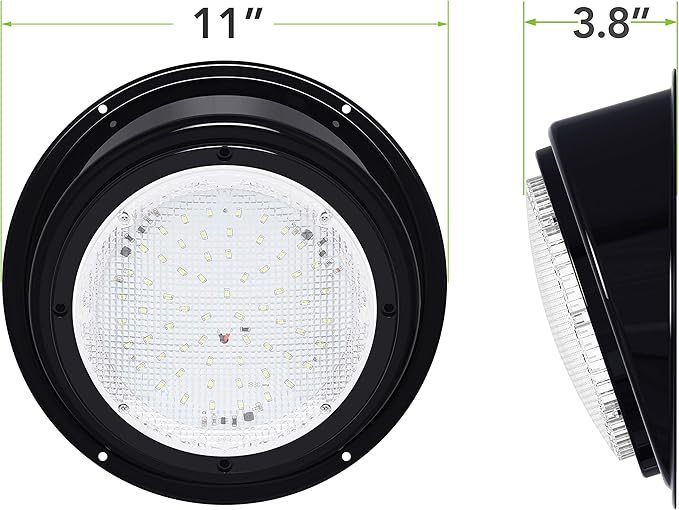 Leisure LED RV Trailer Camper 5th Wheel Black 8.5" Round Scare Porch 12V LED Light 600 LM with Angled Bezel (LED Light with Angle Bezel Black)