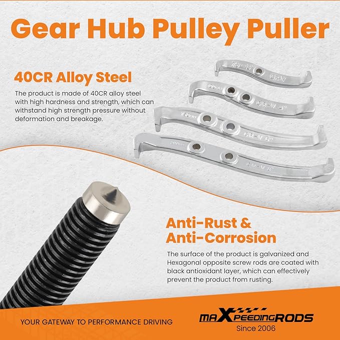 maXpeedingrods Gear Puller Set, Reversible 2 Jaw & 3 Jaw Hub Puller Kit, 3" 4" 6" 8" Bearing Puller Set, External Internal Pulley Flywheel Puller Tool Steering Wheel Hub Removal Tool