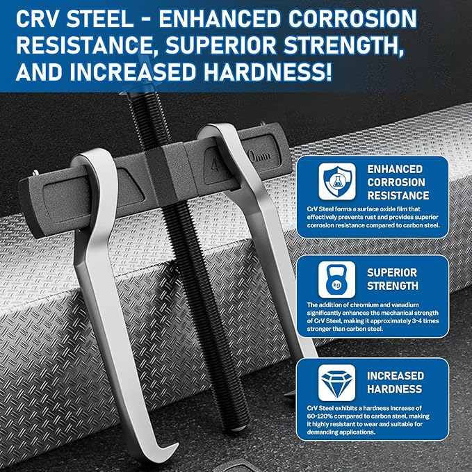 XIIW 2 Jaw Gear Puller Set, 4'' 6'' 8'' CR-V Steel Bearing Puller Gears Tool Adjustable, 2 Claws Puller Kit for Removal of Pulley Flywheel Bearings Gears