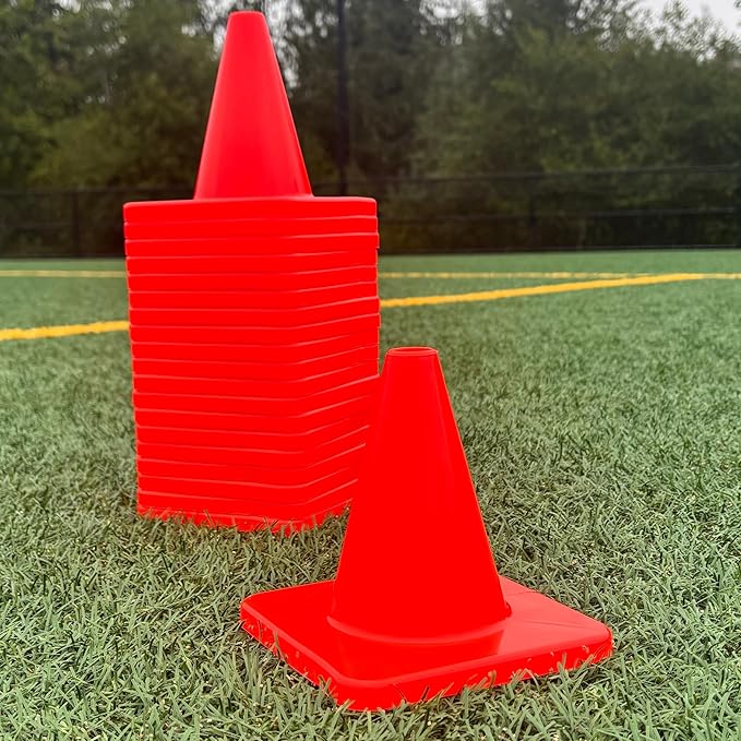 LVL10 Pro Training Cones - 6" Soccer Training Cones for Sports - for Basketball, Football, Basketball and Agility Drills - Soccer Field Markers That Won't Crack, Slide or Fly
