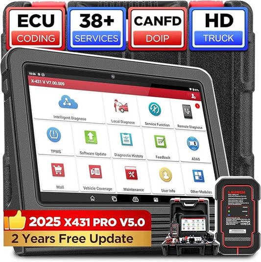 LAUNCH X431 Pro V5.0 2025 New Generation Automotive Diagnostic Scanner Tool, OEM Bluetooth Bidirectional OBD2 Scan Tool with CANFD & DOIP, 38+ Special Functions for All Cars