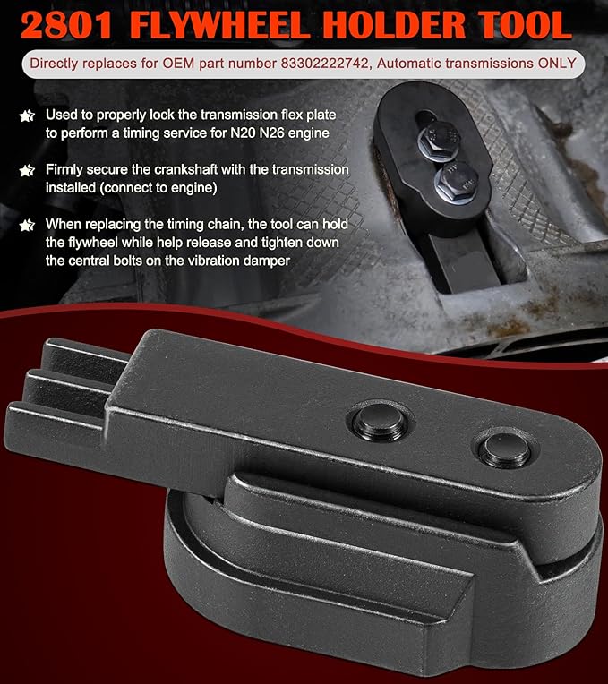 16PCS Engine Camshaft Timing Locking Tool Kit Fits for BMW N20 N26 Engines, with 2801 Flywheel Holder + 7676 Oil Seal Repair Kit + Fuel Injector Removal Tool, Engine Alignment Locking Timing Tool Kit