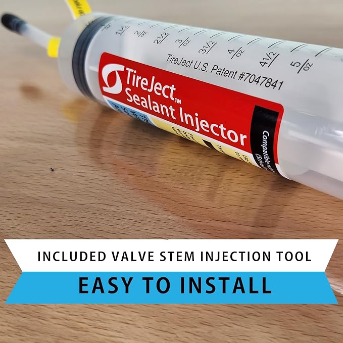 TireJect Off-Road Tubeless Tire Sealant Kit: Fix a Flat Tire & Prevent Flat Tires, Seal Punctures Leaks Dry Rot Thorns Nails Screws, tire Repair Slime, Puncture tire Sealer (40oz, 4-Tire Value Pack)