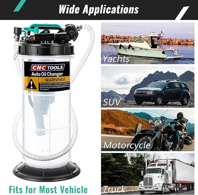 Estune 1.4 Gallon/5.3 L Manual Pneumatic Fluid Extractor, Automotive Oil Extractor Pump Oil Vacuum Changer with 5 Pcs Brake Bleeding Hose for Car, SUVs, Truck, Yachts