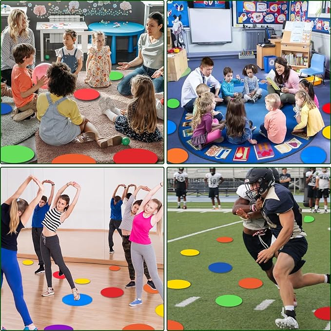 9 Inch Colored Poly Spot Marker 12 Pcs, Non-Slip Rubber Agility Markers Flat Field Cones Floor Dots for Football, Basketball Training Markers, Dance Practice and Drills with Flat Cones Points