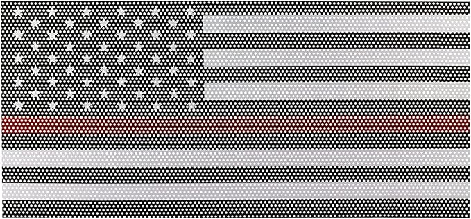 Hooke Road Wrangler Flag Grill Insert JK Mesh Grille Deflector Guard Compatible with Jeep JK Wrangler 2007-2018 - Thin Red