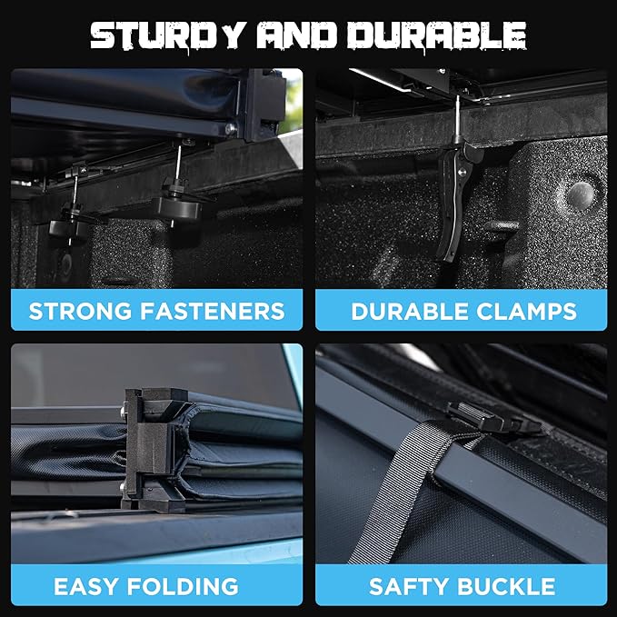 Truck Bed Tonneau Cover Compatible with Nissan Frontier 2005-2024 5 ft Short Box w/or w/o Track Rail, Soft Folding Style