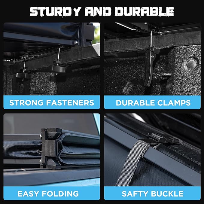 Truck Bed Tonneau Cover Compatible with Honda Ridgeline 2017-2025 5 ft Short Box, Soft Folding Style(Tri Fold)