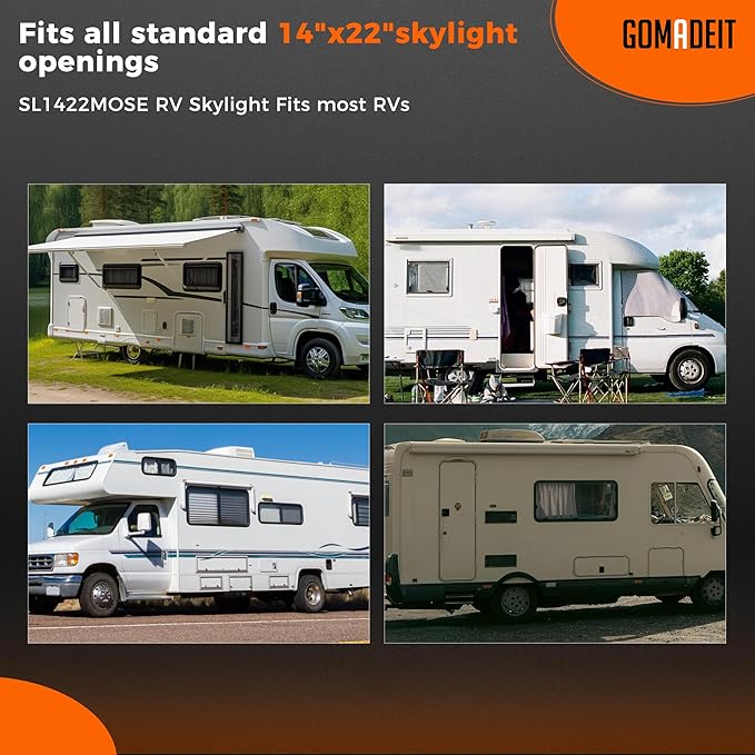 RV Skylight Replacement | 18" x 26" Camper Skylight | RV Shower Skylight Replacement | Fit Standard 14" x 23" Openings | Smoke Gray