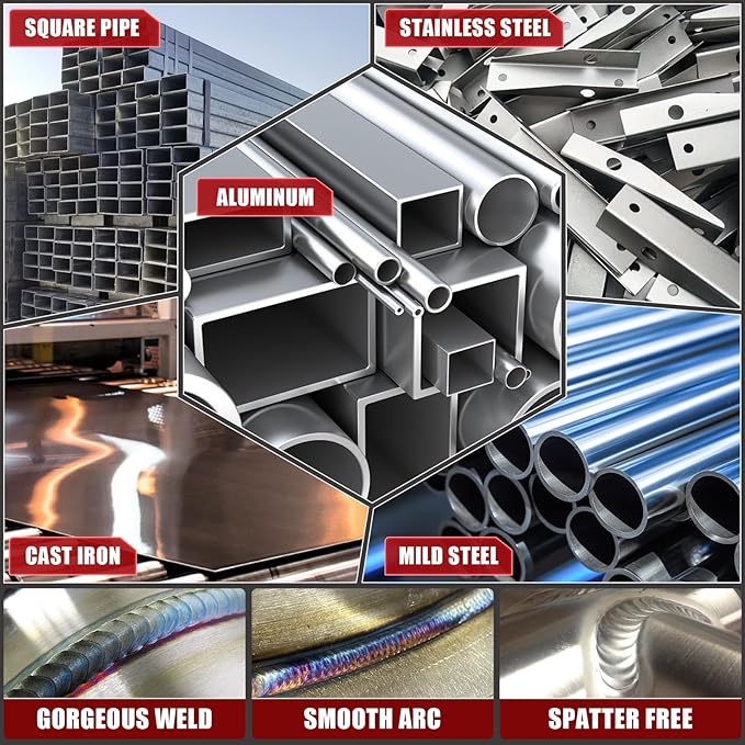 AWT Simplified Aluminum 160A MIG Welder,6 in 1 Gas MIG/Gasless Flux Core MIG/Stick/Lift TIG/Aluminum MIG Welding Machine, 110/220V Dual Voltage,Multi-Process Welding Machine