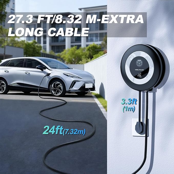 Level 2 EV Charger, 11.5KW /50A Fast Wall Home Charging Station, 27.3ft Charging Cable with Smart App (WiFi), 240V EV Charger with NEMA 14-50, EVSE J1172 Connector for Electric Car EC51B