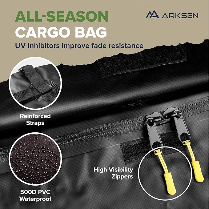 ARKSEN 84 x 39 x 6 Inch Heavy Duty 150LB Roof Rack Cargo Carrier with 500D Waterproof Cargo Bag, 2 Cargo Nets & 2 Ratchet Straps, Top Luggage Holder Basket for SUV, Truck, & Car Steel Construction
