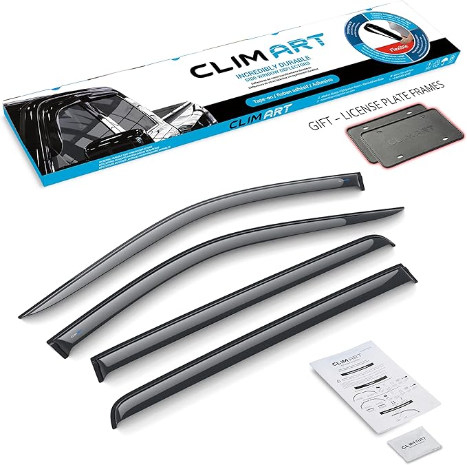 CLIM ART Incredibly Durable Rain Guards for Chevrolet (Chevy) Silverado/GMC Sierra 2500HD, 3500HD 2020-2026 Crew Cab,Tape-on Window Deflectors,Vent Deflector,Vent Window Visors,Truck, 4pcs-419003LPv2