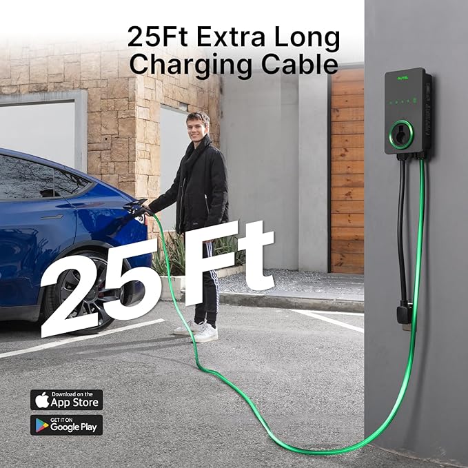 Autel Level 2 EV Charger 40 Amp Home Smart AI Electric Vehicle (EV) Charger, Wi-Fi and Bluetooth Enabled EVSE, with in-Body Holster and 25-Foot Cable NEMA 14-50 Plug(Dark Gray)