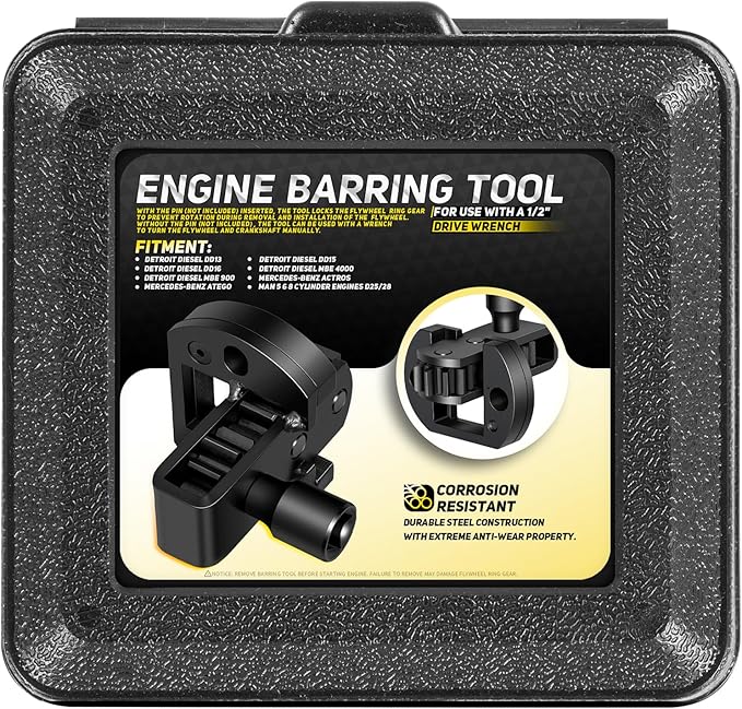 J-46392 Engine Barring Tool with Storage Box for Detroit Diesel DD13 DD15 DD16 MBE 4000/900,Fit for Mercedes Actros/Atego, MAN D25/28 – W904589046300 – Heat-Treated Carbon Steel Flywheel Cranking Tool