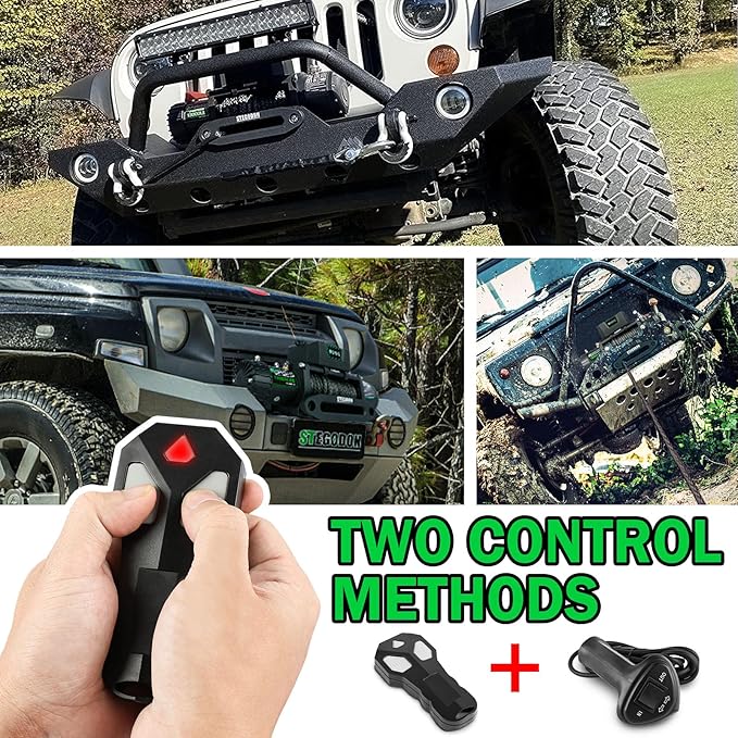 Winch 13000 lb Winch 12V Electric Winch Synthetic Rope Winch Rough Country Winch with Hawse Fairlead,Wired Handle and Corded Control for Jeep Truck SUV