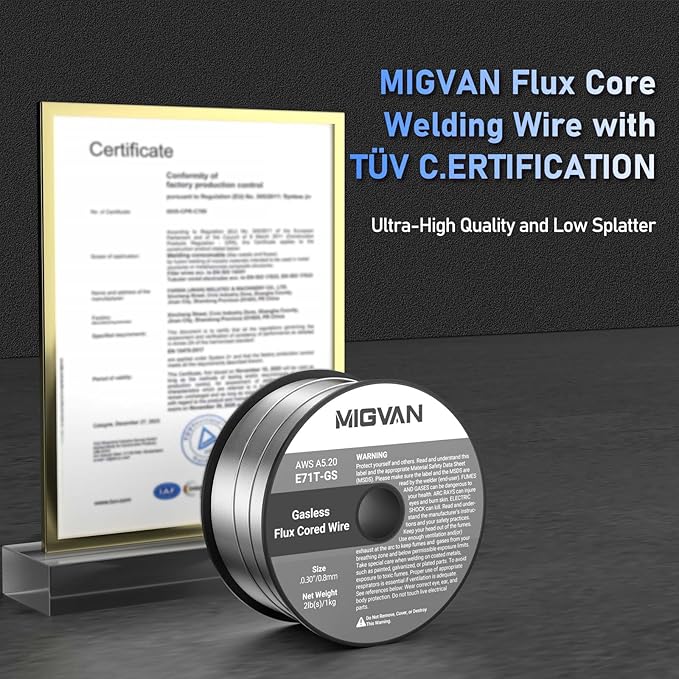Flux Core Welder Wire .030 Diameter, E71T-GS Gasless Mig Welding Wire 2-Pound/1Kg Strong Spool, Self-shielded Mild Steel Compatible With Lincoln Miller Forney Harbor Welder