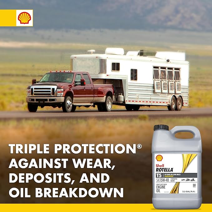Shell Rotella 550046213-2PK T5 Synthetic Blend 15W-40 Diesel Engine Oil (2.5 Gallon, Case of 2)