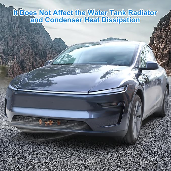 Grille Mesh Insert for Tesla New Model Y Juniper 2025-2026, Front Air Inlet Vent Grille Cover Guard with Insect Protection, Replacement for Model Y Accessories Detachable Black