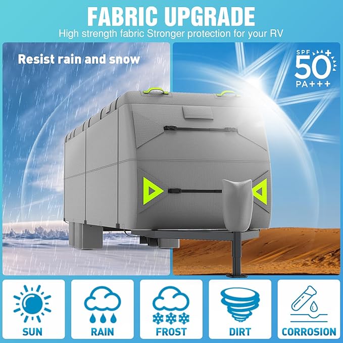 RV Cover 20-22ft: 7 Layers Travel Trailer Cover, Waterproof Camper Cover, Toy Hauler Cover with Tongue Jack Cover, Tear Resistant Waterproof Motohome Trailer Cover