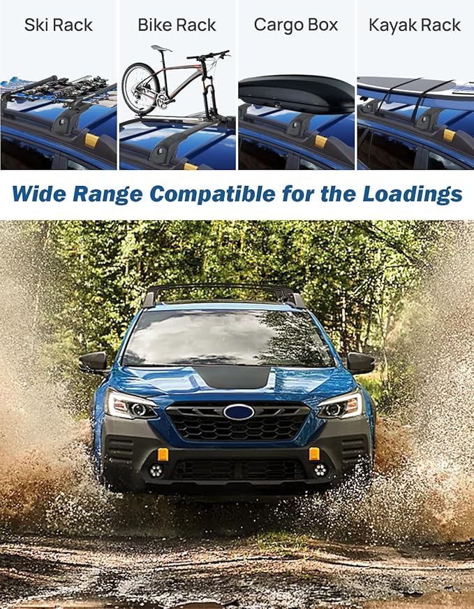 JOYTUTUS Car Roof Rack Cross Bars Compatible with Subaru Outback Wilderness 2022-2025 with Lock (Only Fit Wilderness),220LB Aluminum Crossbars for Roof Racks Suitcase Kayak Canoes Bikes Skis Snowboard