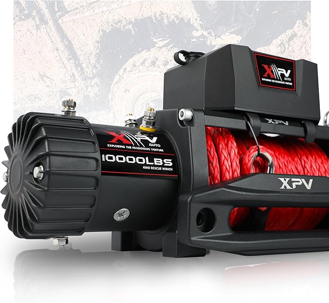 Winch 10000 lb. Electric Winch Truck Winch Waterproof IP67 Electric Winch Synthetic Rope Kit with 2 Wireless Handheld Remotes and Wired Handle for 4WD 4x4 Off Road Vehicle Boat Truck