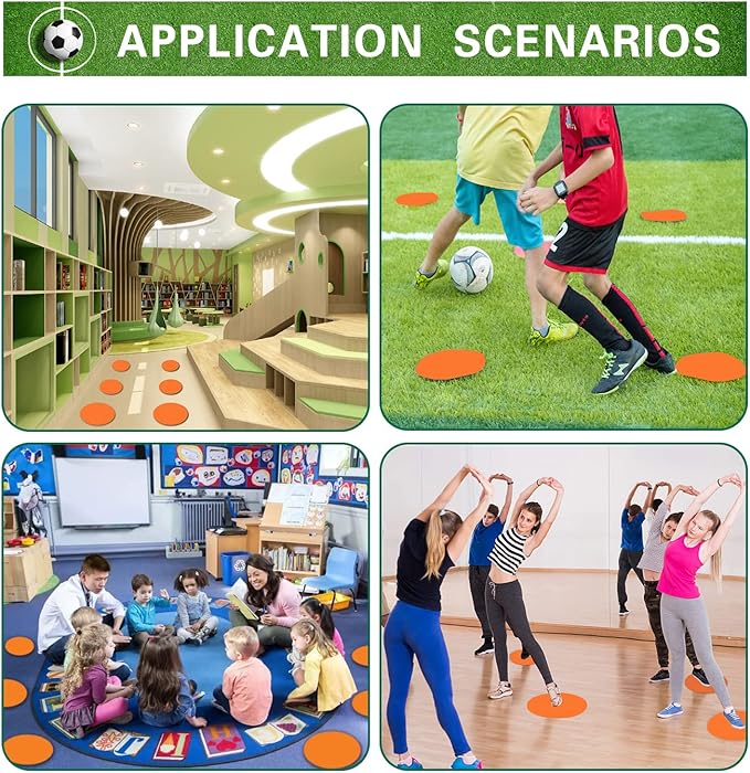 Spot Markers Rubber Floor Dots 9inch Non Slip Agility Dots Flat Cones for Kids Sports Soccer Basketball Training, Social Distancing, Preschool Kindergarten Classroom