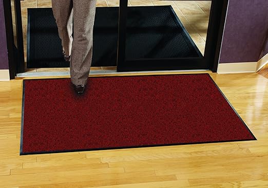 Guardian Platinum Series Indoor Wiper Floor Mat, Rubber with Nylon Carpet, 2'x16', Red
