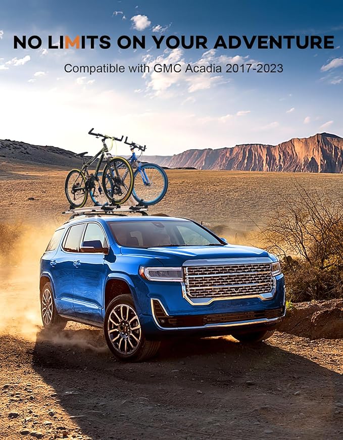 Roof Rack Cross Bars 220lbs Compatible with GMC Acadia 2017 2018 2019 2020 2021 2022 2023(with Raised Rails),Heavy Duty All-Metal Aluminum Crossbar Luggage Racks Roof Rails Rooftop