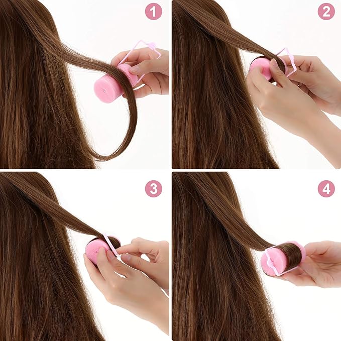 Geyoga 18 Pieces Sponge Hair Rollers Large Soft Foam Hair Styling Curlers Large Size Hairdressing Curlers for Women(Pink,1.6 x 2.8 Inches)