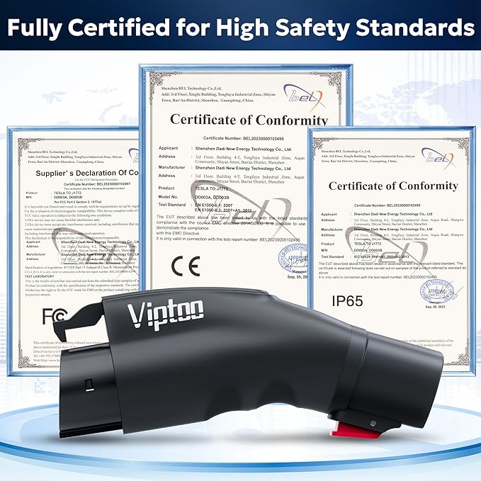 Adapter for Tesla to J1772 EV Charger [Only to J1772], Converter Up to 60Amp 250V AC with Press-Safety-Lock, Compatible with Tesla High-Powered Connectors, Destination/Mobile Chargers,Black