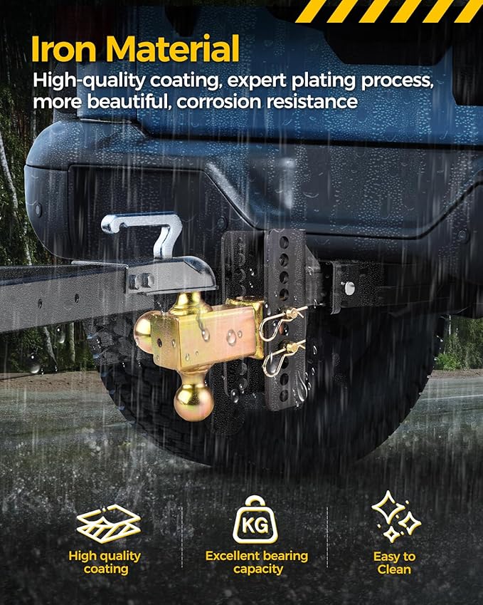 Adjustable Trailer Hitch for 2-Inch Receiver, 6-Inch Drop & Rise, 20,000 lbs GTW, 3 Ball Hitches Included (1-7/8", 2", 2-5/16") with Anti-Theft Lock, Heavy-Duty Ball Mount for Trucks