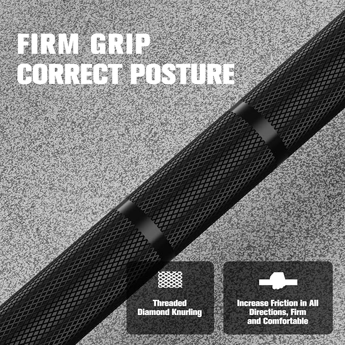 RITFIT 7FT Olympic Barbell for Strength and Weightlifting Training - 2 Inch Olympic Bar for Squat, Deadlift, Bench Press, Curl, Overhead Press - 500lbs/1000lbs/1500lbs Capacity