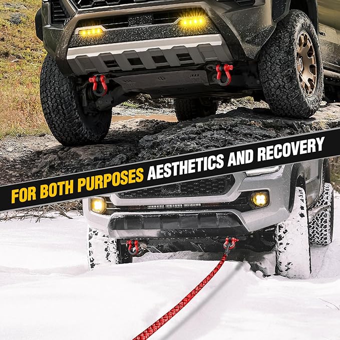 Nilight (2 Pack) Demon Front Tow Hook Mounting Bracket with 3/4” D-Ring Shackle Fit for 2009-2016 2017 2018 2019 2020 2021 2022 2023 Toyota Tacoma, with 7/8" Screw Pin and Isolator Rubber Washers