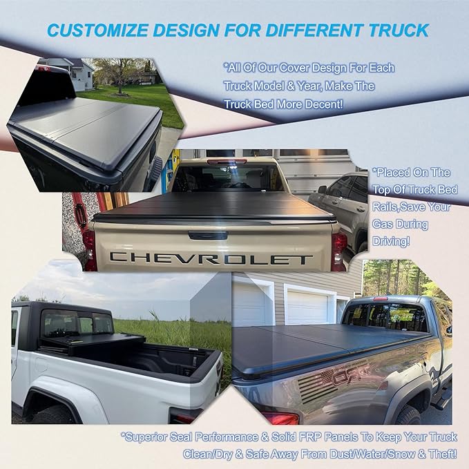 EZ-COVER 5.5' Hard Tri-Fold Truck Bed Cover Compatible for 2022-2026 Toyota Tundra FRP Tonneau Cover | Fit for Deck Rail System
