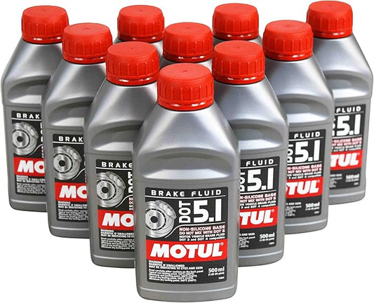 Motul (10 Pack) 100950 100% Synthetic Brake Dot 5.1 Brake Fluid 1/2 Liter or 500 ml