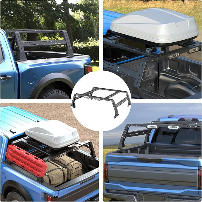 Extendable Truck Bed Cargo Rack, Overland Bed Rack Cargo Carrier Bracket For F-150/F-250/F-350, Ranger, Raptor, Silverado & Serria, Colorado & Canyon, Ram 1500/2500/3500, Tacoma, Frontier, Gladiator