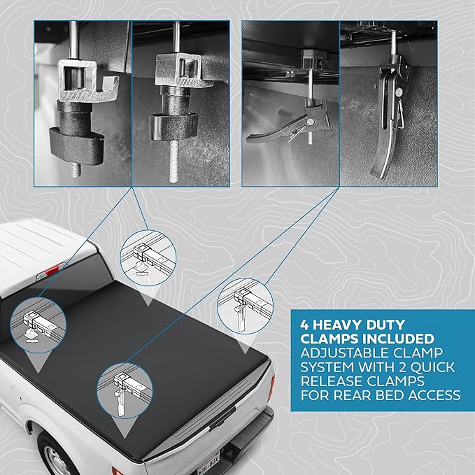 Truck Tonneau Cover for Ford F-150 2015-2025 5.5 ft Bed, All-Weather Folding Truck Bed Cover, 3-Fold Design for Quick Access Soft Tri-Fold Tonneau for F-150 / F-150 Lightning