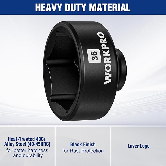 WORKPRO 36mm Oil Filter Socket Wrench, Oil Filter Removal Tool, Oil Filter Change Set, Ideal for Some Ford F250, BMW, Mini, Volvo, Audi, VW, Porsche Vehicles