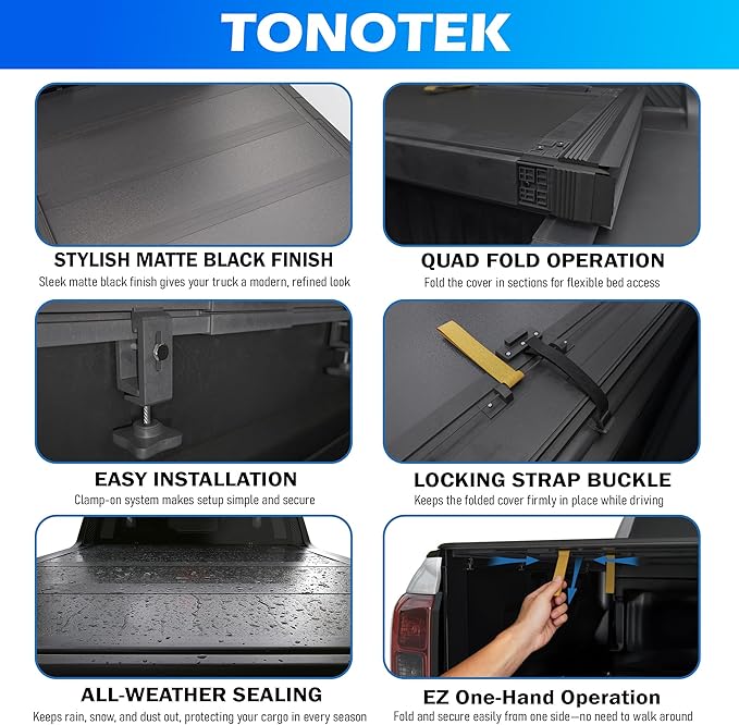 EZ Fold Hard Tonneau Cover Fits 2016-2023 Toyota Tacoma w/OE Track System 5'1" Bed (60.5")