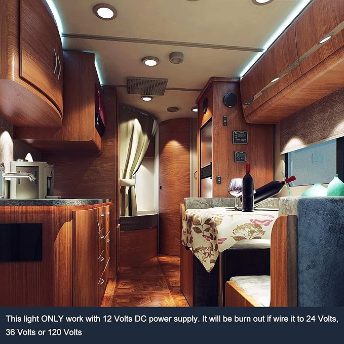 Facon 4.62-Inch 12V LED RV Ceiling Dome Light with Touch Dimmer Switch, 3000K/4000K Adjustable Color Temp, 12Volts Interior Light for RV Motorhome Camper Marine, ETL Listed