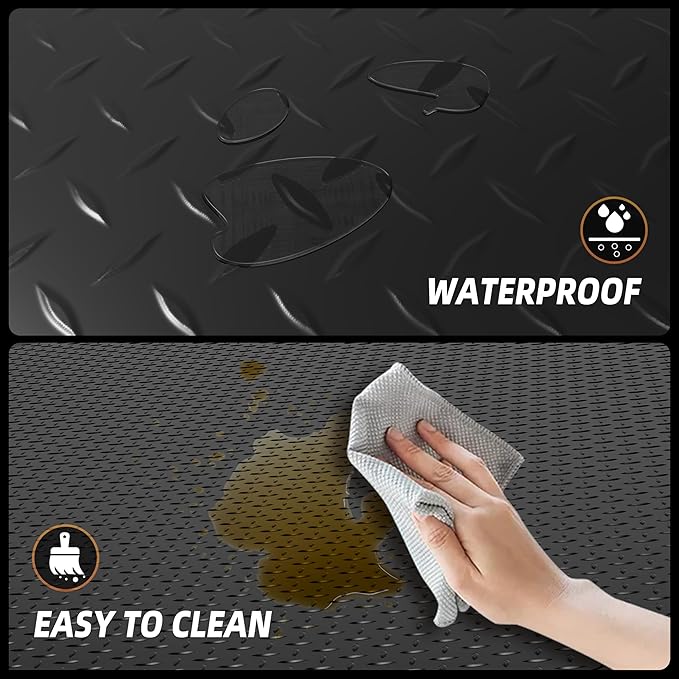 8.2x21 FT Garage Floor Mat, 2.8mm Thickened Diamond Plate PVC Garage Flooring Roll for Under Car Parking, Heavy Duty Garage Floor Protector 172.2 SQFT for Garage, RV Trailer, Basement, Black