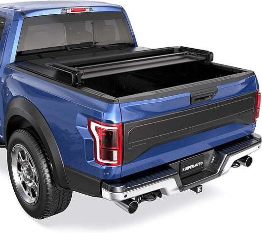 Tri 3-Fold 5.5FT Soft Folding Truck Tonneau Cover Compatible with 2004 2005 2006 2007 2008 Ford F150 F-150 (Excl. 2004 Heritage) Styleside 3 Fold On Top Truck Bed Cover