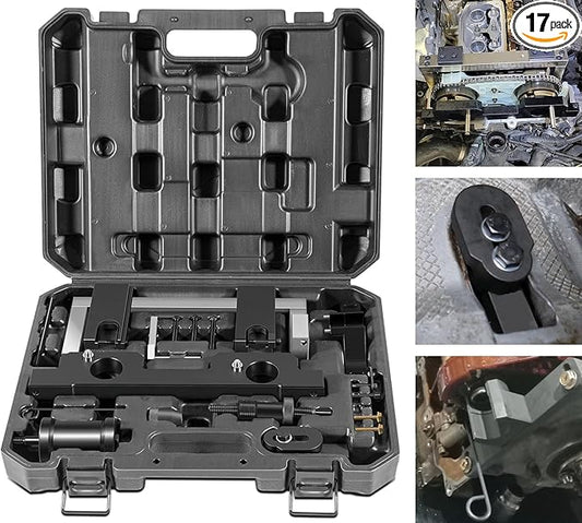 16PCS Engine Camshaft Timing Locking Tool Kit Fits for BMW N20 N26 Engines, with 2801 Flywheel Holder + 7676 Oil Seal Repair Kit + Fuel Injector Removal Tool, Engine Alignment Locking Timing Tool Kit