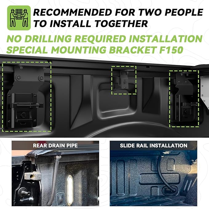 Retractable Hard Truck Bed Tonneau Cover for Ford F150 2015-2024 5.5 Bed | Durable, Waterproof, Easy to Install | Enhanced Security & Sleek Design | Aluminum | No Drilling Required