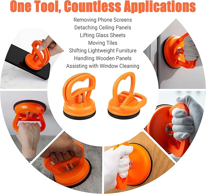 2 Pack Car Dent Puller Suction Cups – Heavy Duty Dent Remover Tools for Car Body Repair, Glass, Tiles, Mirror, Screen Lifting and Handling